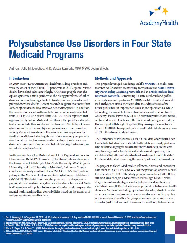 Polysubstance Use Disorders in Four State Medicaid Programs