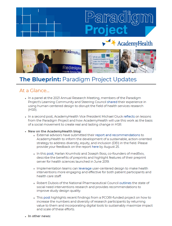 Paradigm Project August 2021 Newsletter Cover
