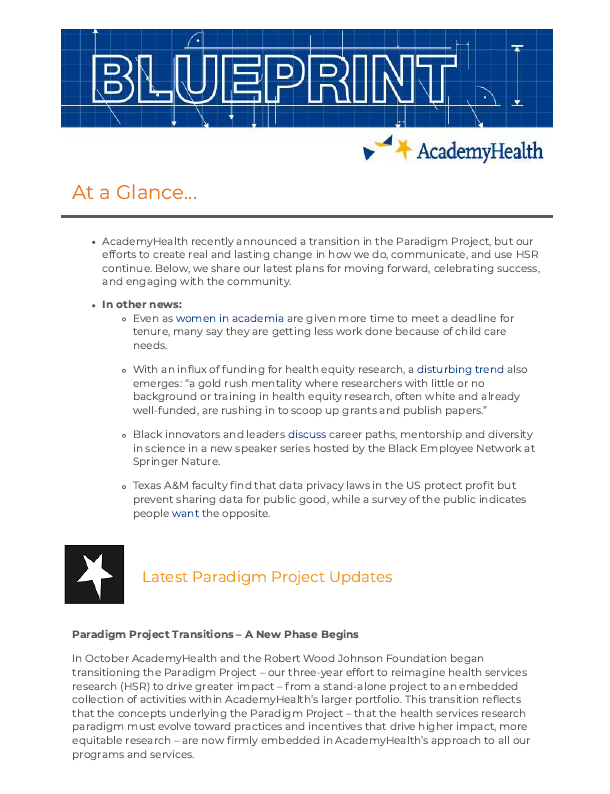 Paradigm Project November 2021 Newsletter Cover