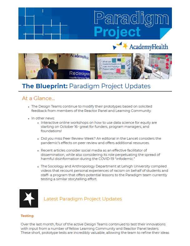 Paradigm Project October 2021 Newsletter Cover