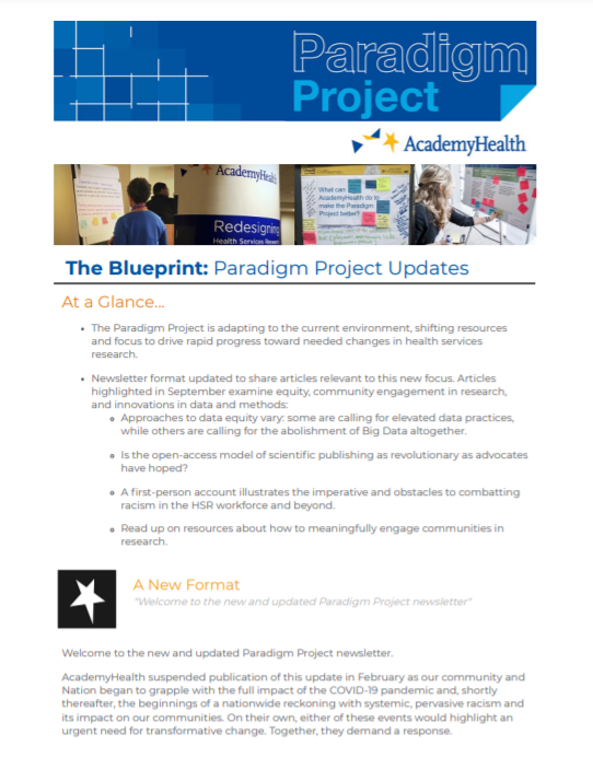 Paradigm Project September 2021 Newsletter Cover