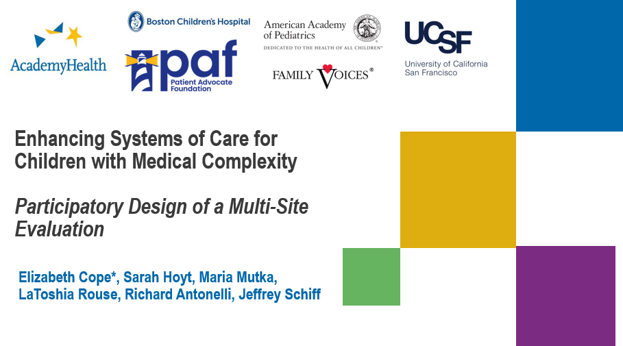Screenshot of title powerpoint slide reading Participatory Design of a Multi-Site Evaluation