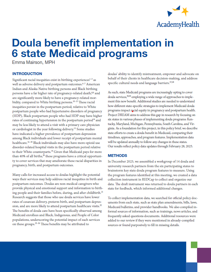 This is an image of the cover page of the policy brief.