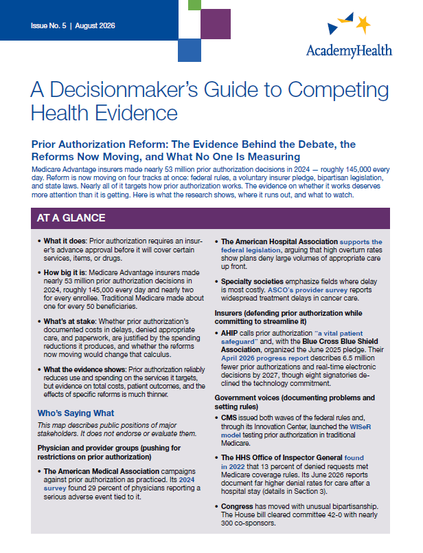 A Decisionmaker's Guide to Competing Health Evidence: Prior Authorization Reform