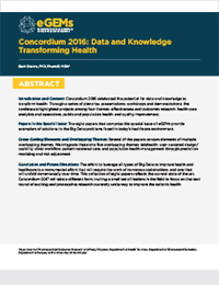 Concordium 2016: Data and Knowledge Transforming Health