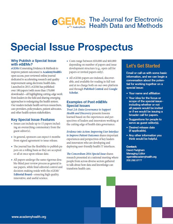 eGEMs special issue prospectus