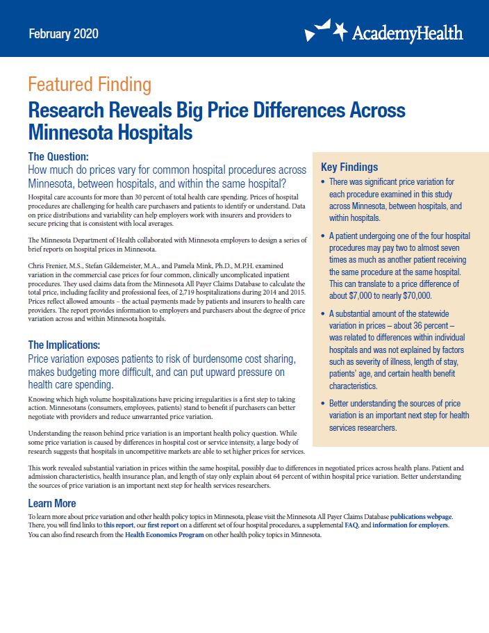 Research Reveals Big Price Differences Across Minnesota Hospitals