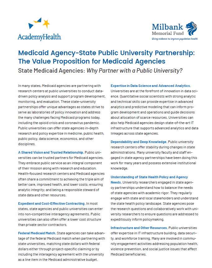 Medicaid Value Proposition Page 1