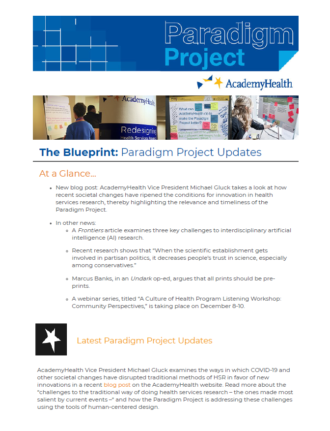 Paradigm Project December 2020 Newsletter Cover
