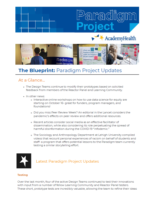 Paradigm Project October Newsletter Cover