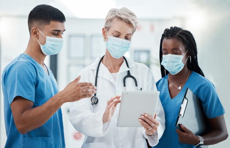 health care providers wearing masks