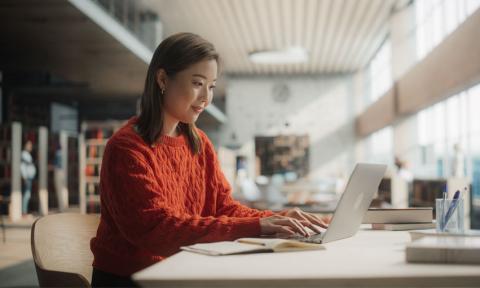 woman on a laptop